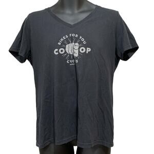 Coop Cycles Tee Shirt Top Women XL Gray Bikes For You V-Neck Short Sleeves